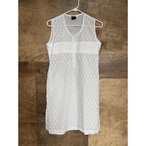 LF White Sleeveless Button Front Placket Patterned Casual Dress Size Large